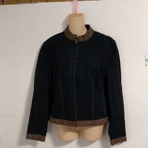 Vtg Y2K Dark Denim Jeans Jacket Willi Smith Embroidered Size Xl Cottagecore